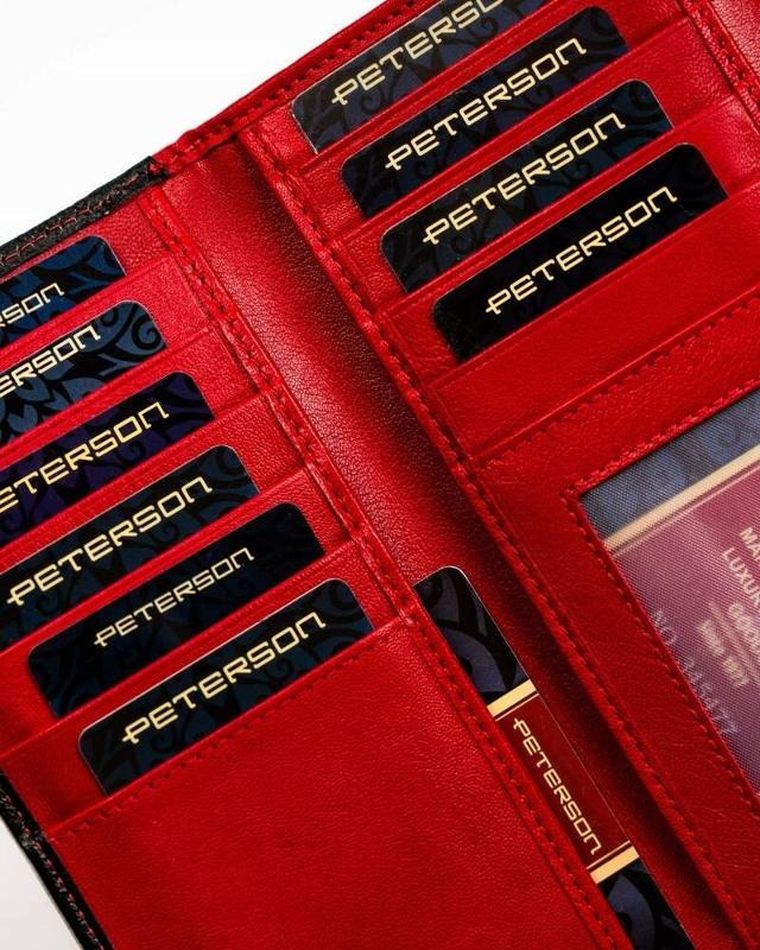 Portfel, czerwony, skórzany, Peterson