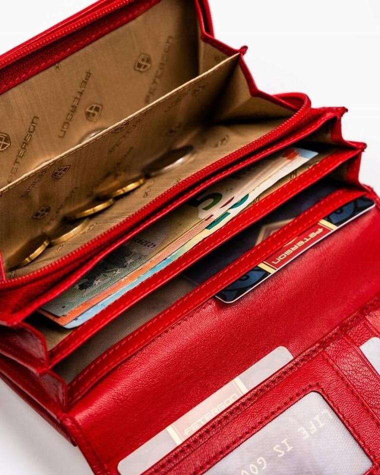 Portfel, czerwony, skórzany, Peterson