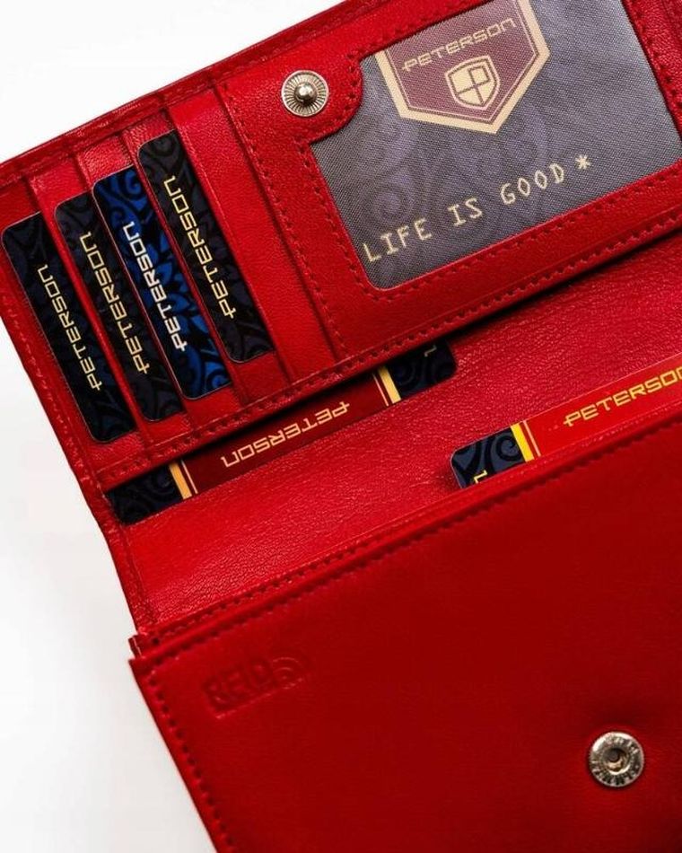 Portfel, czerwony, skórzany, Peterson