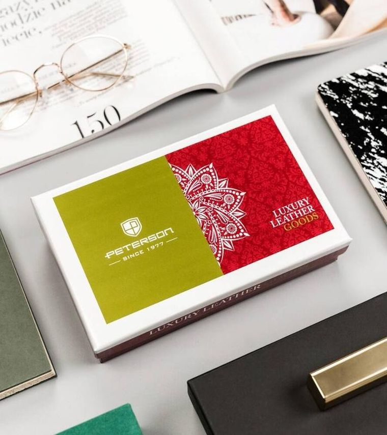 Portfel, czerwony, skórzany, Peterson