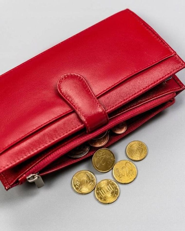 Portfel, czerwony, skórzany, Peterson