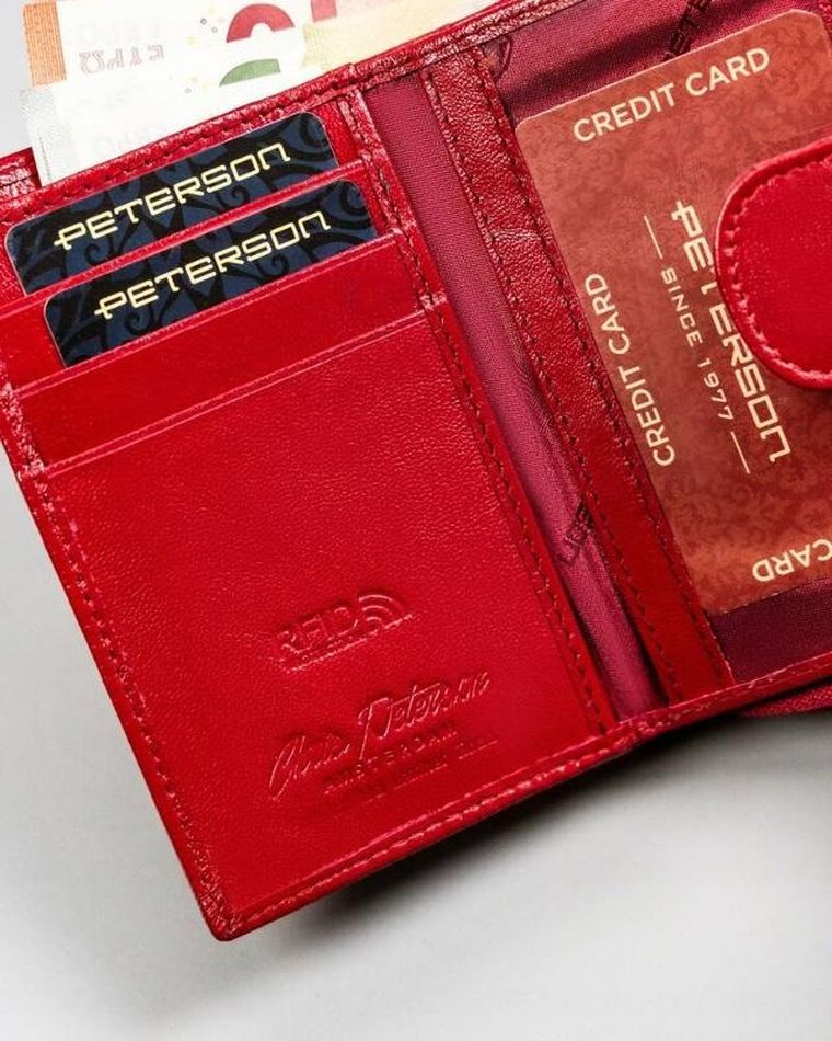 Portfel, czerwony, skórzany, Peterson