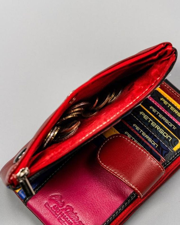 Portfel, czerwony, skórzany, Peterson