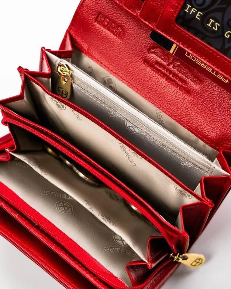 Portfel, czerwony, skórzany, Peterson