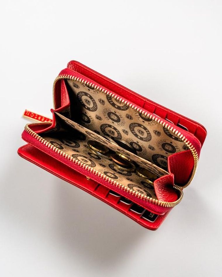 Portfel, czerwony, skórzany, Peterson