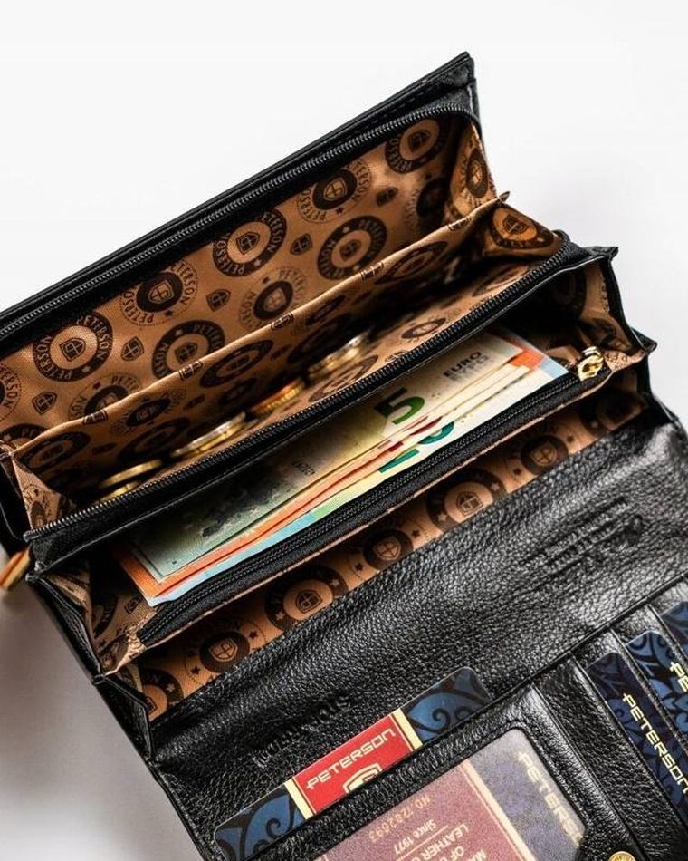 Portfel, czerwony, skórzany, Peterson