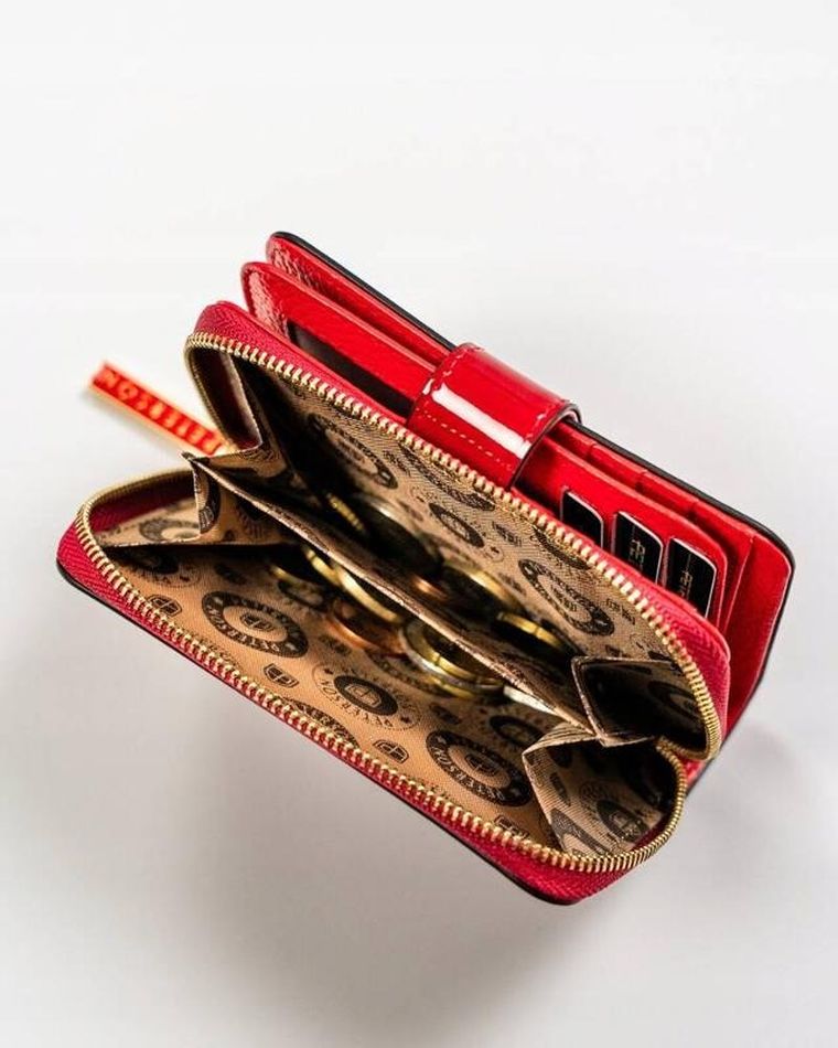 Portfel, czerwony, skórzany, Peterson