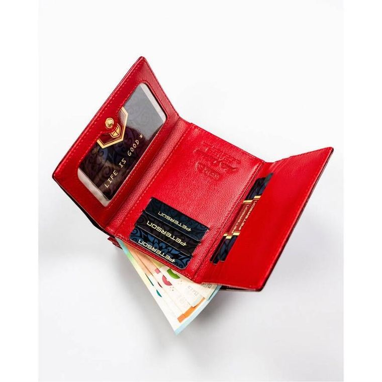 Portfel, czerwony, skórzany, Peterson