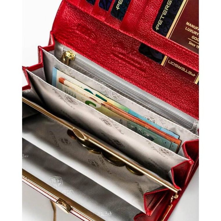 Portfel, czerwony, skórzany, Peterson