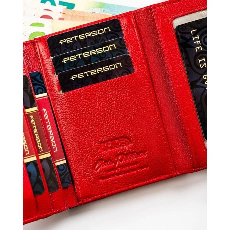 Portfel, czerwony, skórzany, Peterson