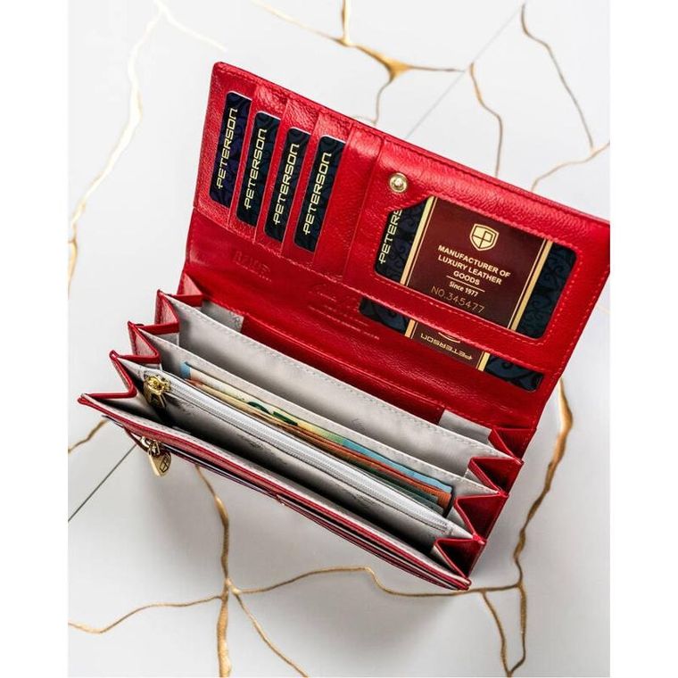 Portfel, czerwony, skórzany, Peterson