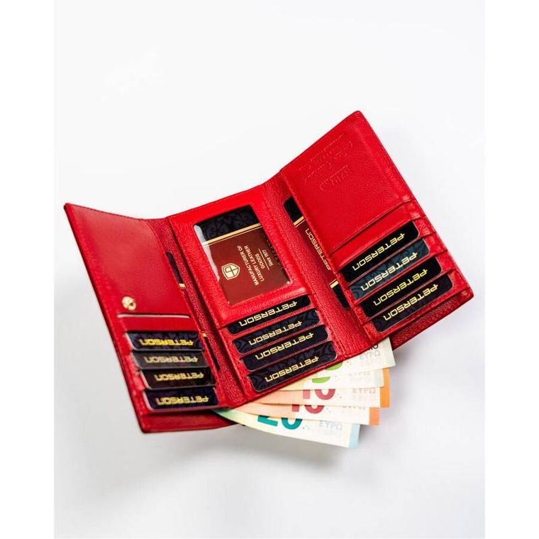 Portfel, czerwony, skórzany, Peterson