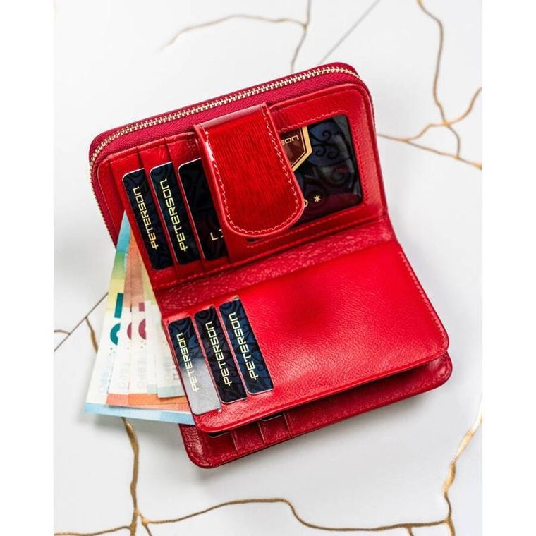 Portfel, czerwony, skórzany, Peterson