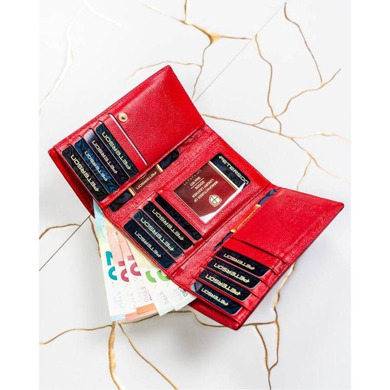 Portfel, czerwony, skórzany, Peterson