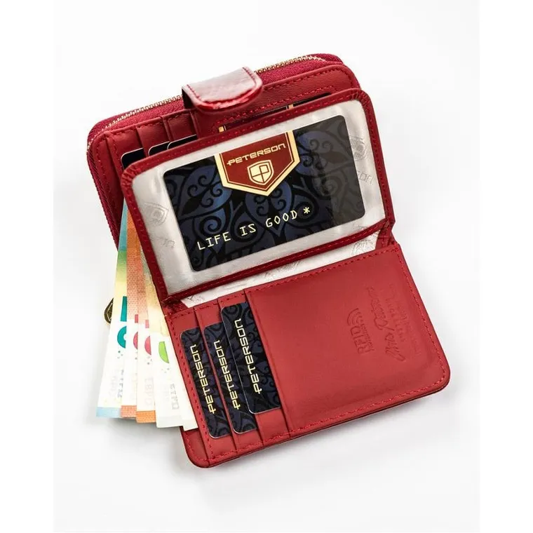 Portfel, czerwony, skórzany, Peterson