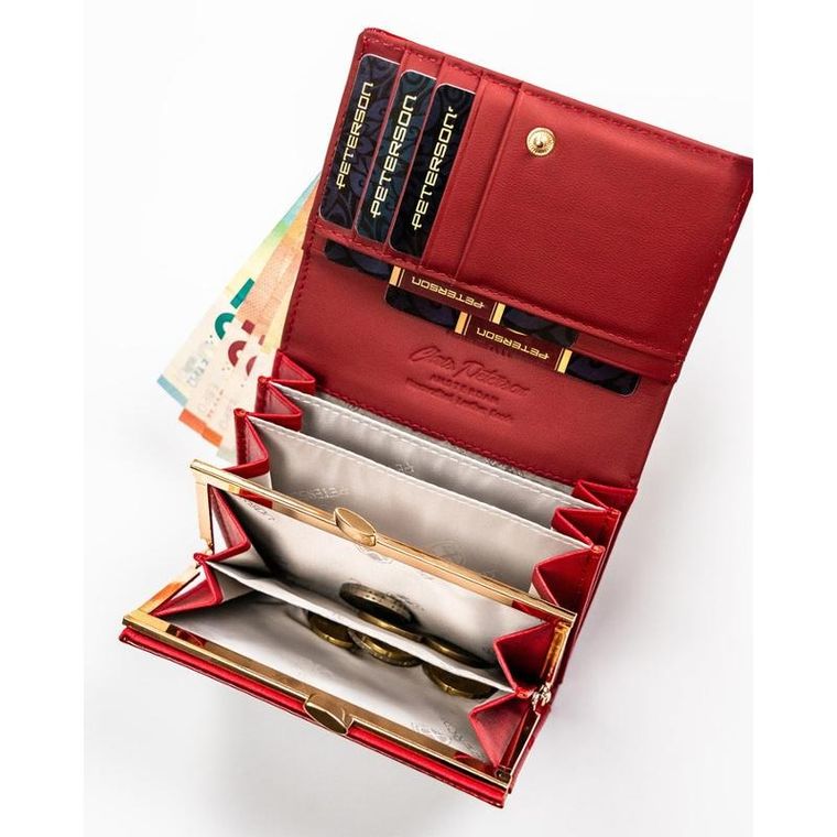 Portfel, czerwony, skórzany, Peterson