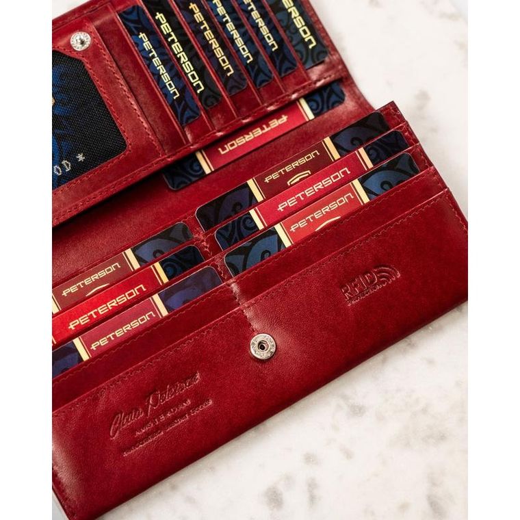 Portfel, czerwony, skórzany, Peterson