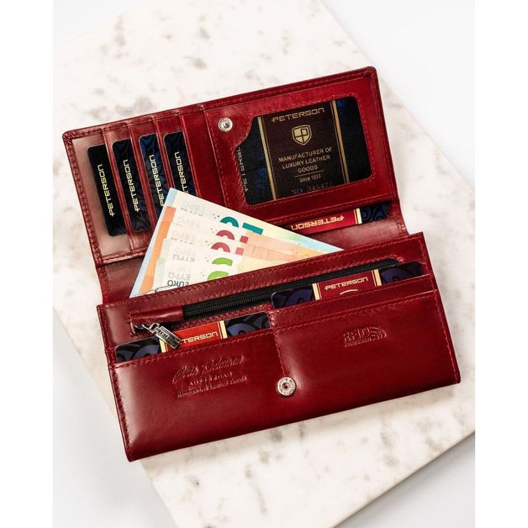 Portfel, czerwony, skórzany, Peterson
