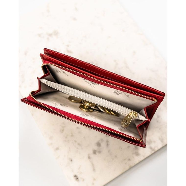 Portfel, czerwony, skórzany, Peterson