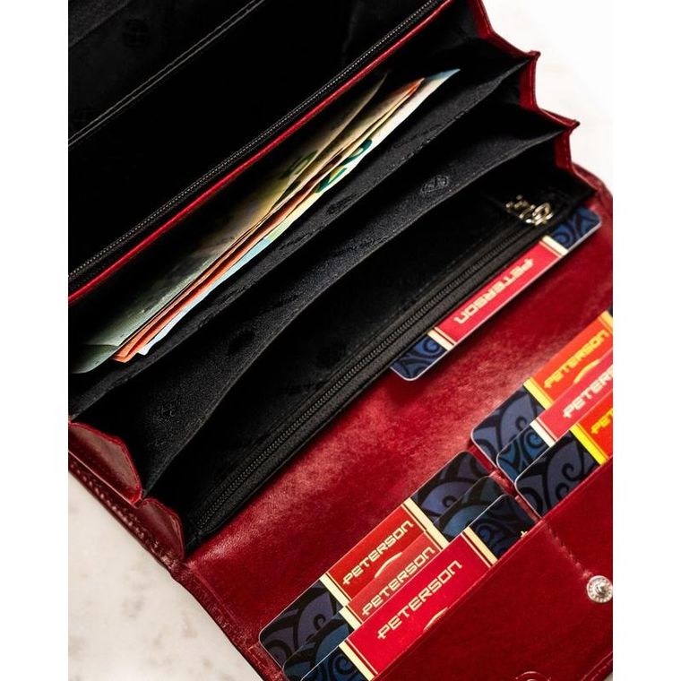 Portfel, czerwony, skórzany, Peterson