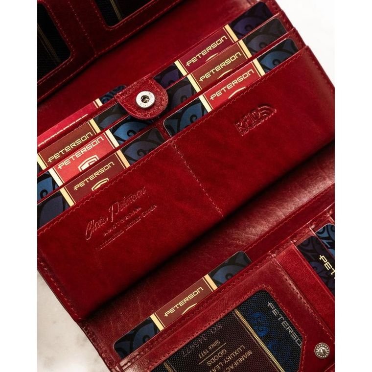 Portfel, czerwony, skórzany, Peterson