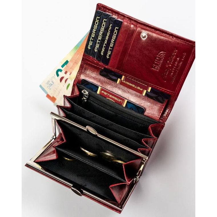 Portfel, czerwony, skórzany, Peterson