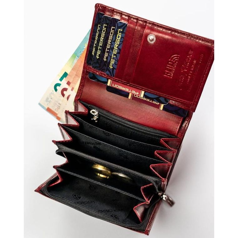 Portfel, czerwony, skórzany, Peterson