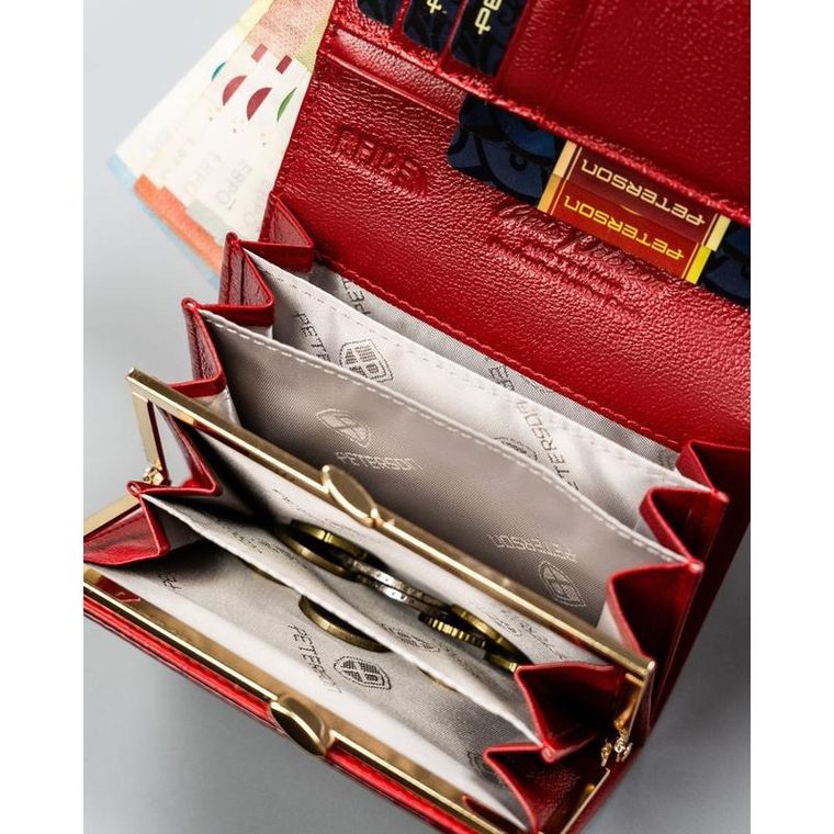 Portfel, czerwony, skórzany, Peterson