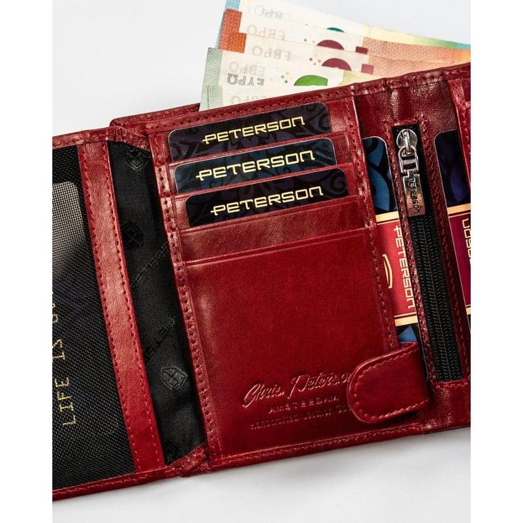 Portfel, czerwony, skórzany, Peterson