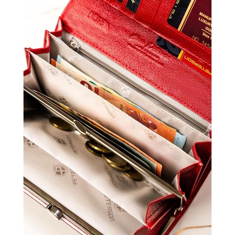 Portfel, czerwony, skórzany, Peterson