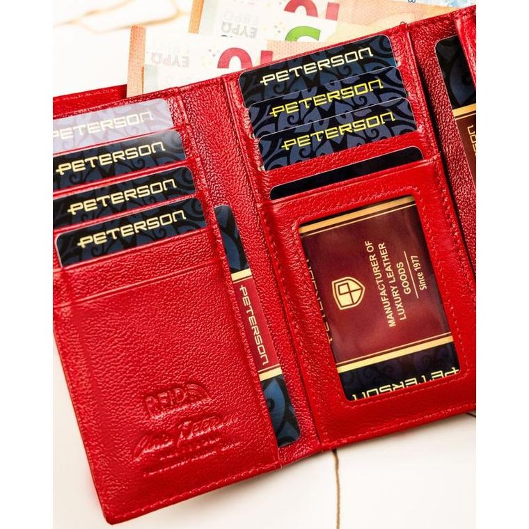 Portfel, czerwony, skórzany, Peterson