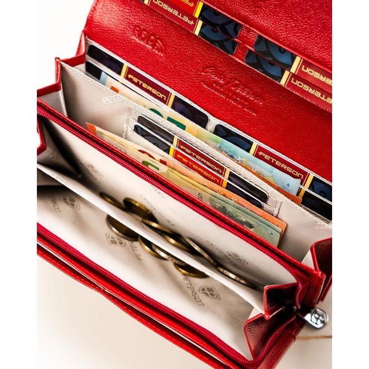 Portfel, czerwony, skórzany, Peterson