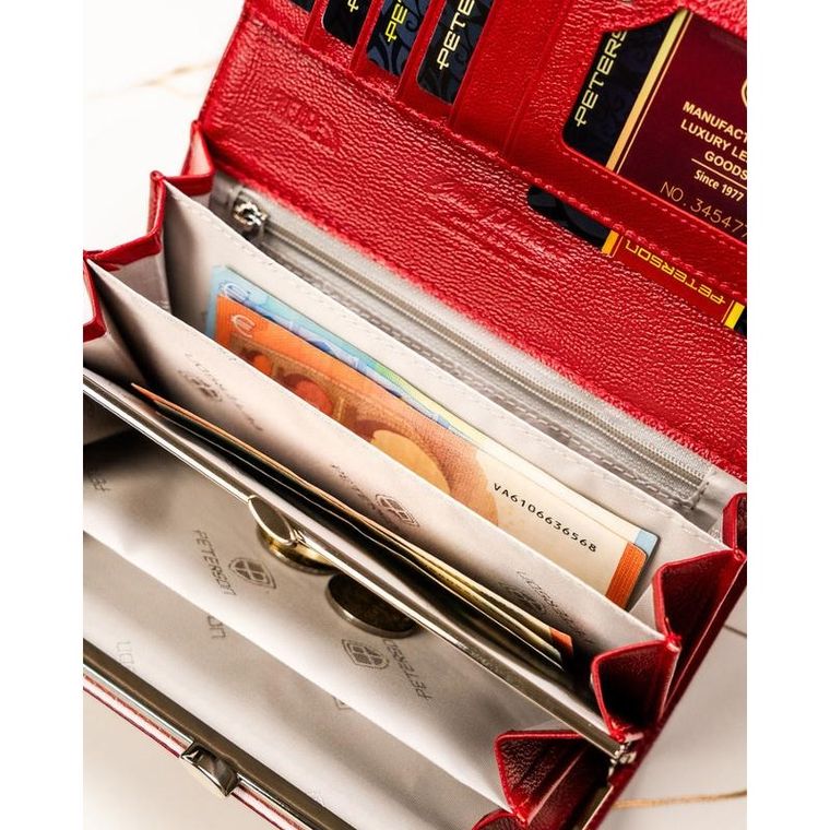 Portfel, czerwony, skórzany, Peterson