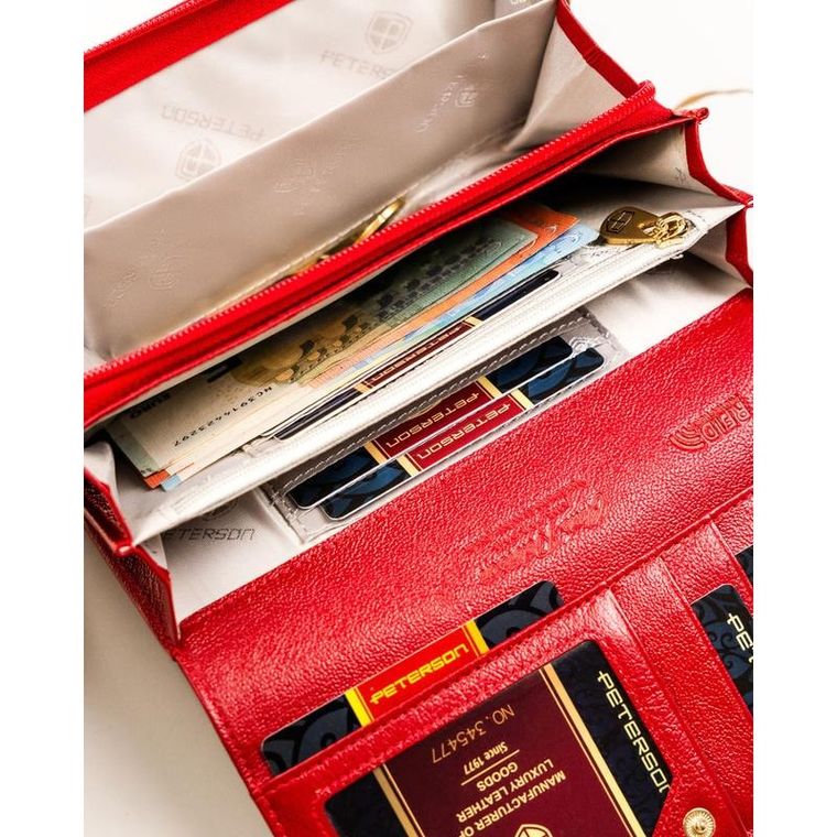 Portfel, czerwony, skórzany, Peterson