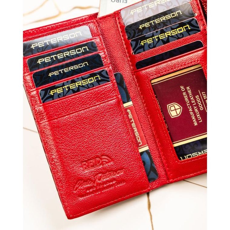 Portfel, czerwony, skórzany, Peterson