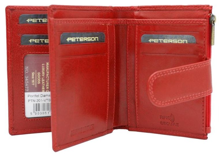 Portfel, czerwony, skórzany, RFID, Peterson