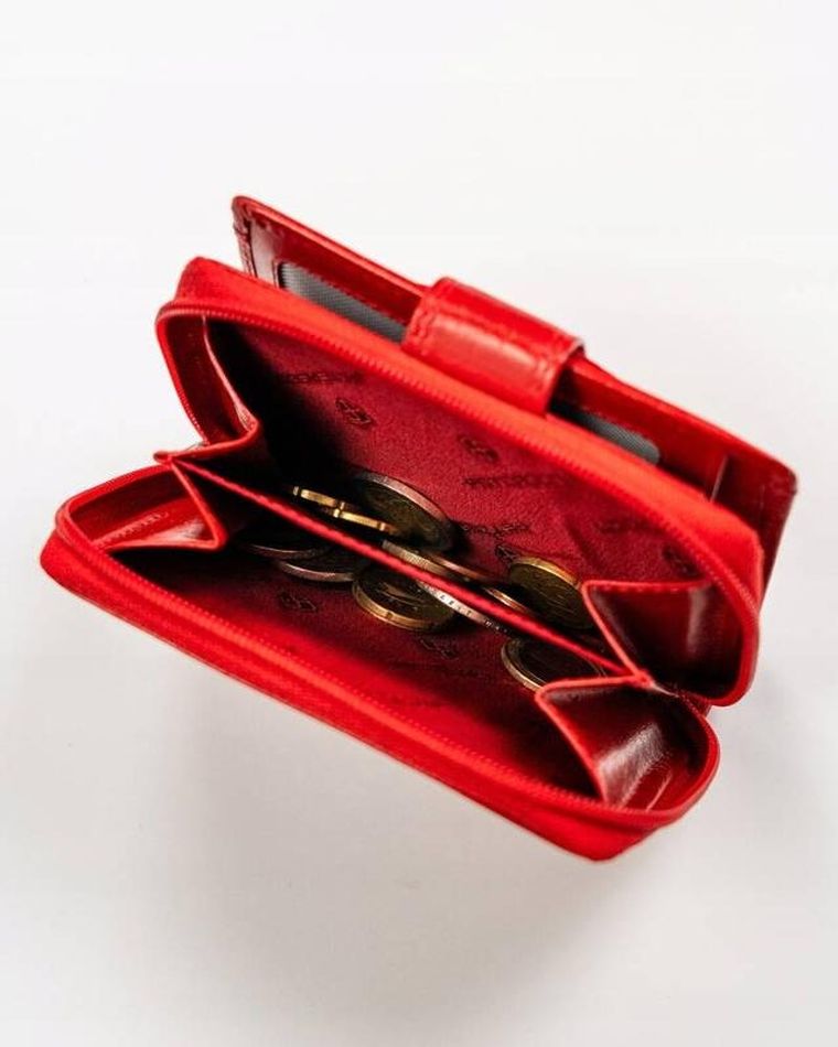 Portfel, czerwony, skórzany, RFID, Peterson