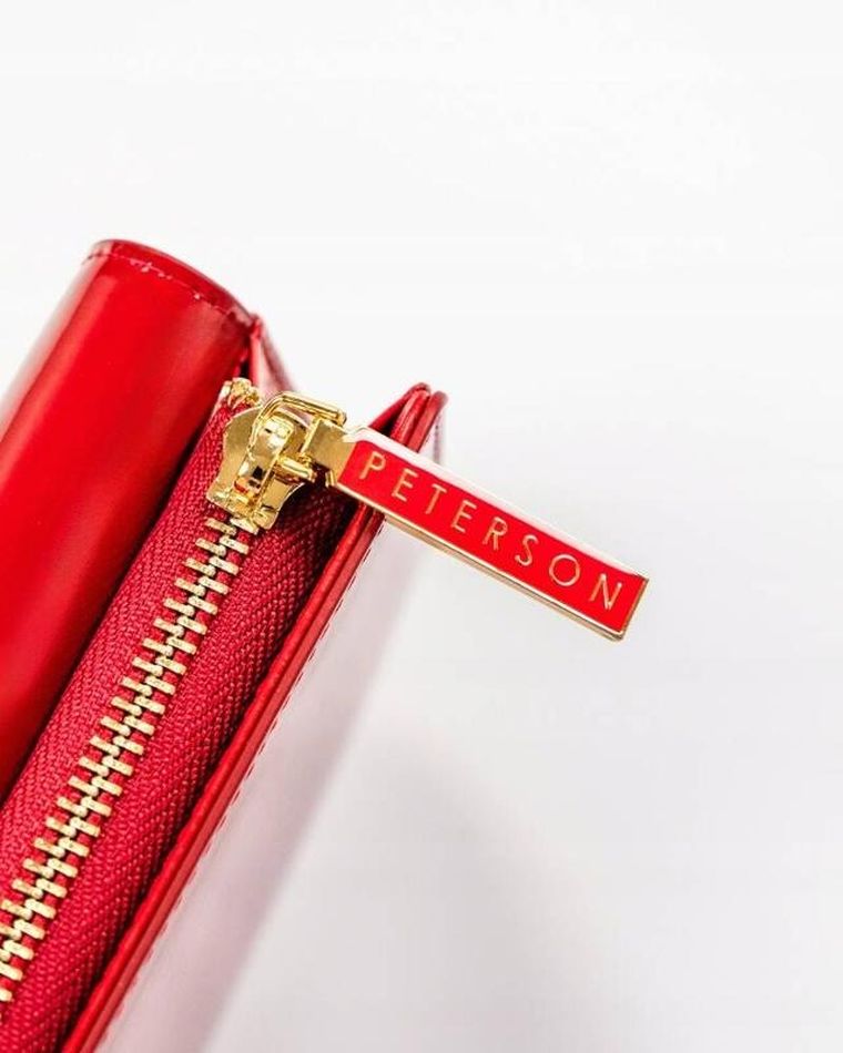 Portfel, czerwony, skórzany, RFID, Peterson