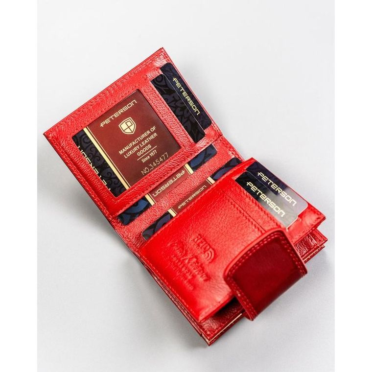 Portfel, czerwony, skórzany, RFID, Peterson