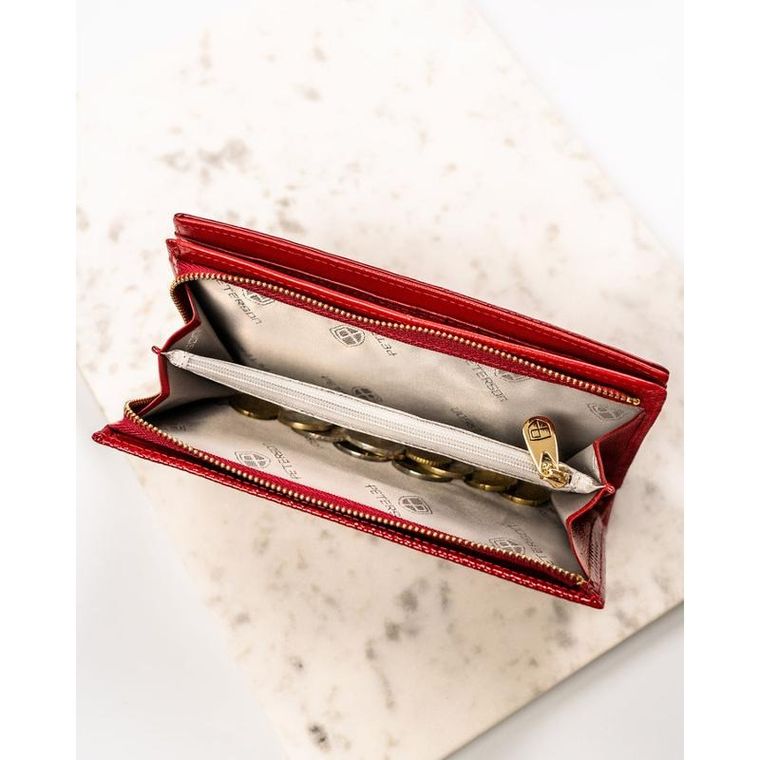 Portfel, czerwony, skórzany, RFID, Peterson