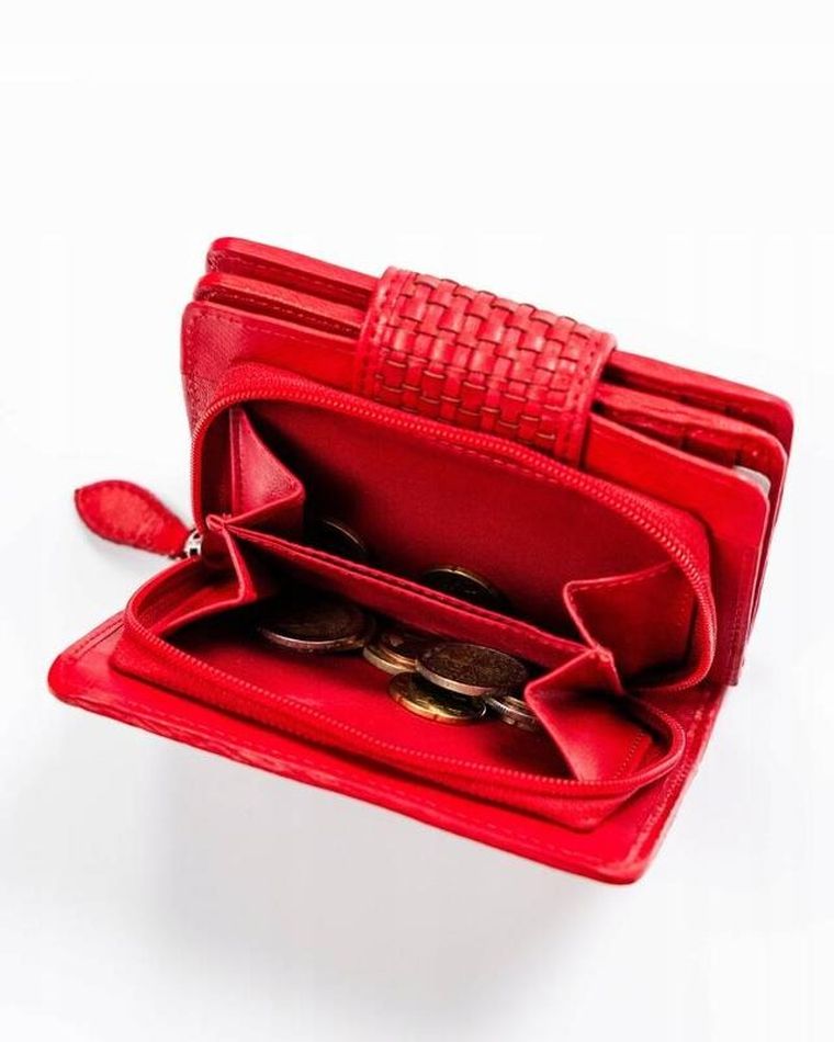 Portfel, czerwony, skórzany, RFID, Rovicky