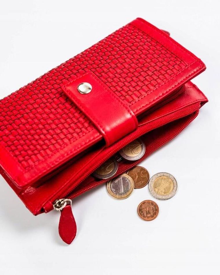 Portfel, czerwony, skórzany, RFID, Rovicky