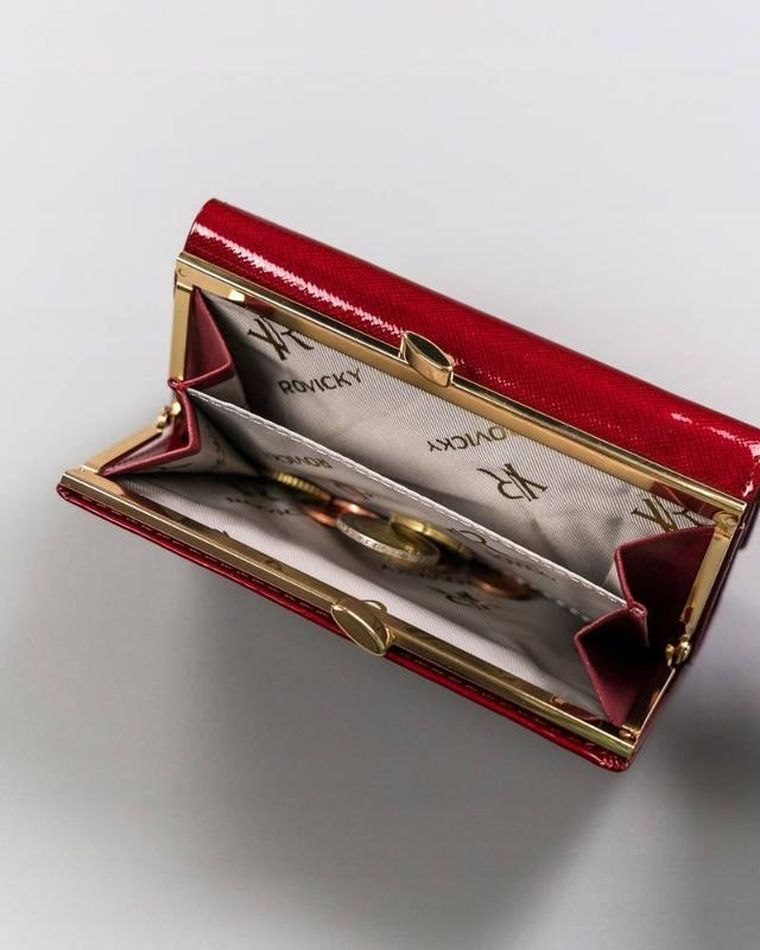 Portfel, czerwony, skórzany, Rovicky