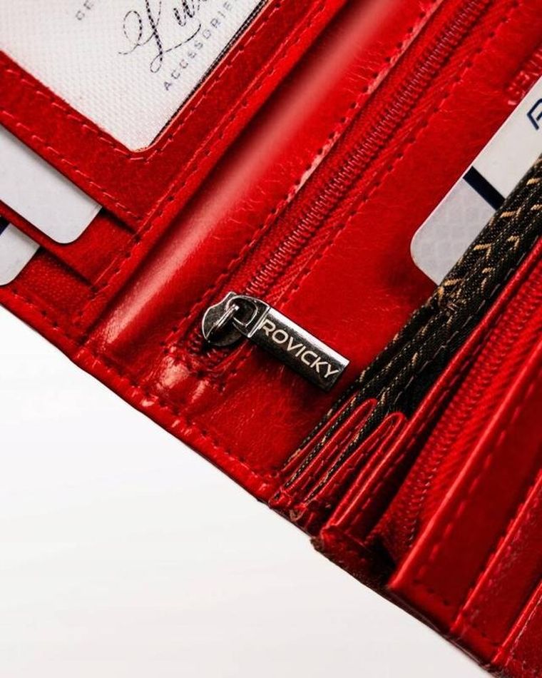 Portfel, czerwony, skórzany, Rovicky