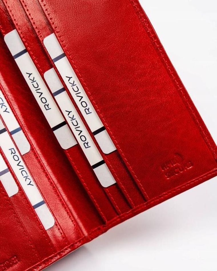 Portfel, czerwony, skórzany, Rovicky
