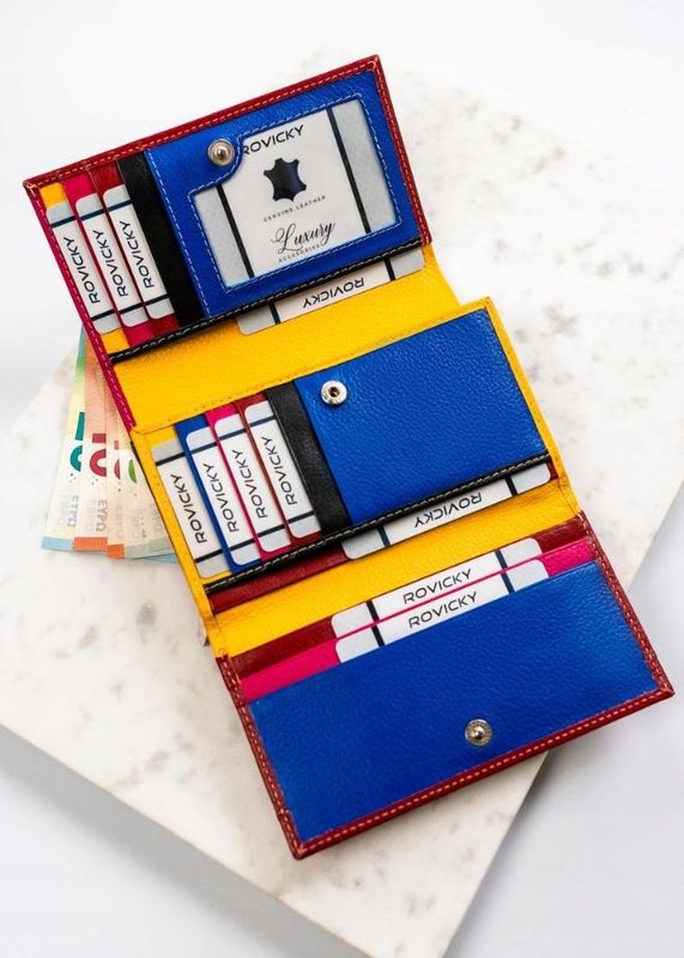 Portfel, czerwony, skórzany, Rovicky