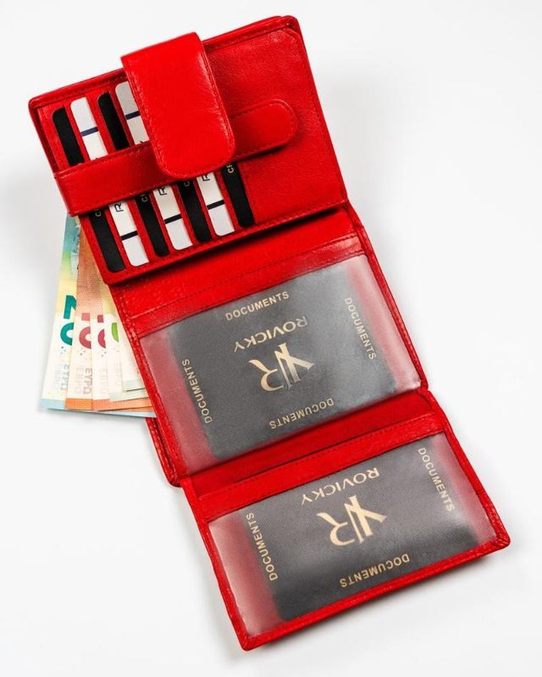 Portfel, czerwony, skórzany, Rovicky