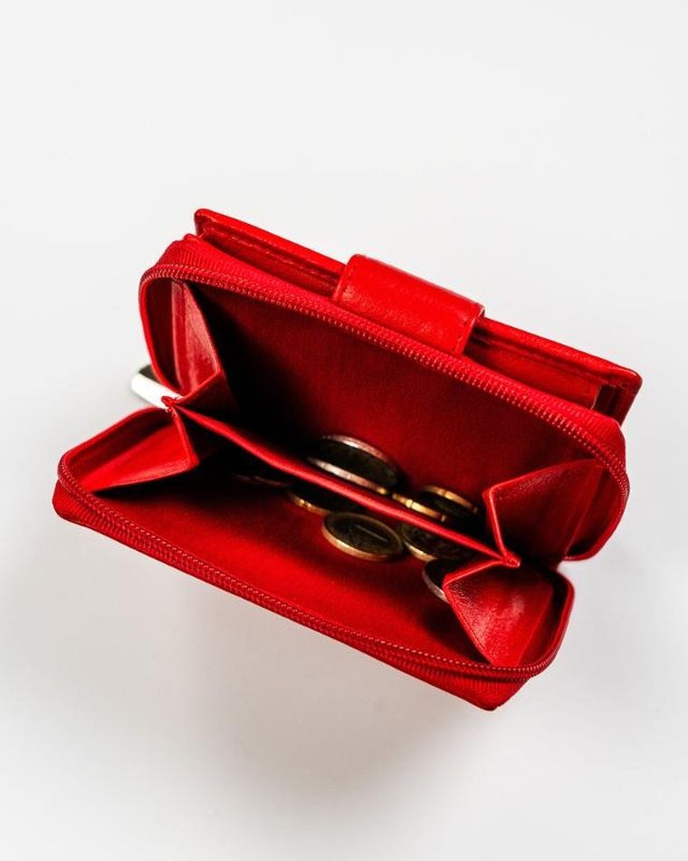 Portfel, czerwony, skórzany, Rovicky