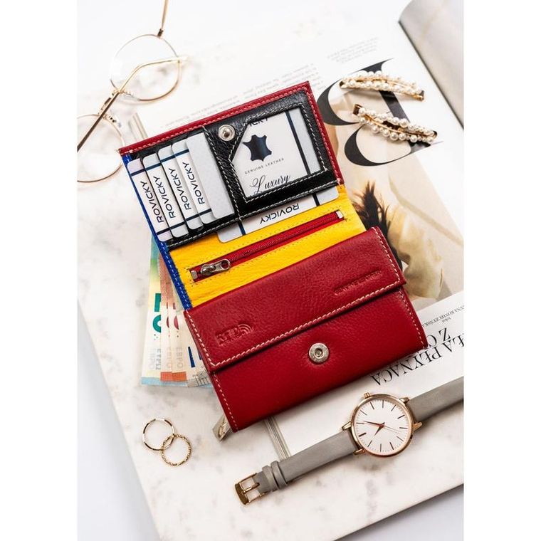 Portfel, czerwony, skórzany, Rovicky