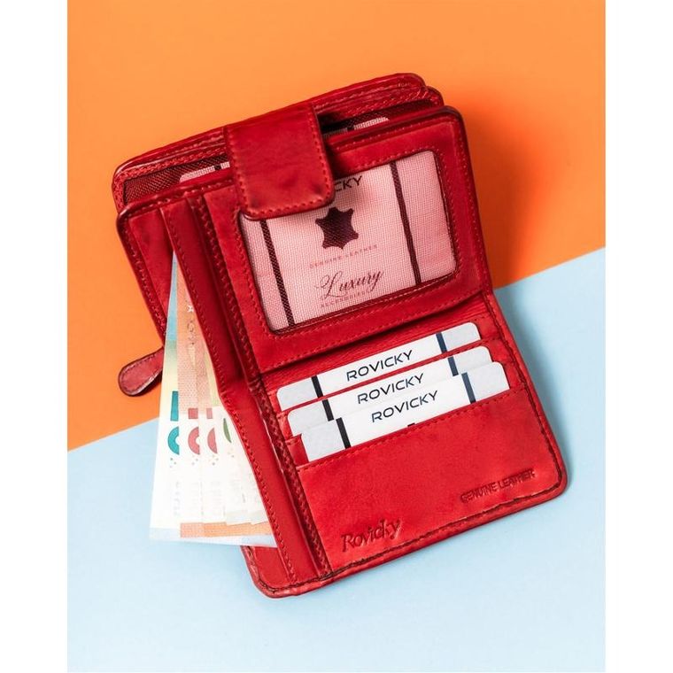 Portfel, czerwony, skórzany, Rovicky